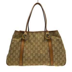 Gucci Twins Gg Canvas With Leather Beige Canvas Tote Bag Bag